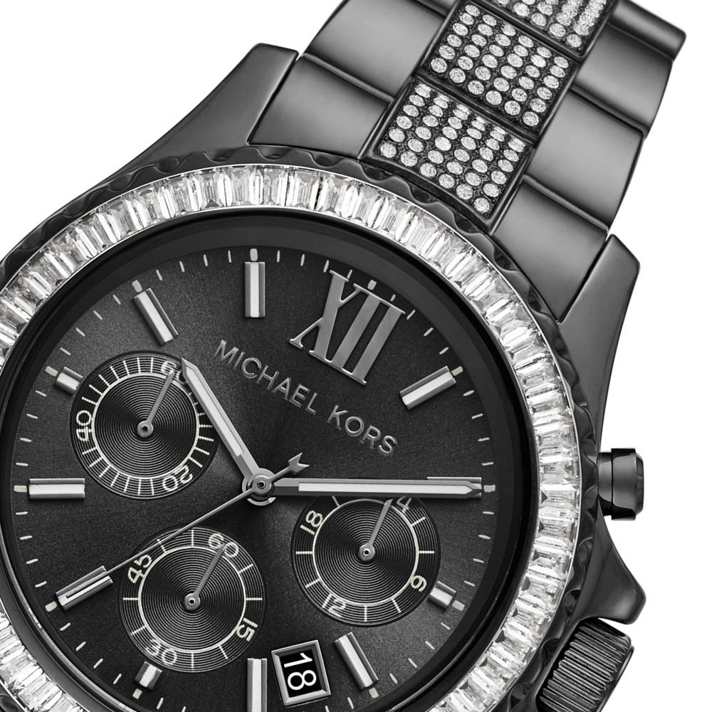 Michael Kors Everest Chronograph Black Dial Grey Steel Strap Watch For Women - MK6974 Buy Now By Michael Kors