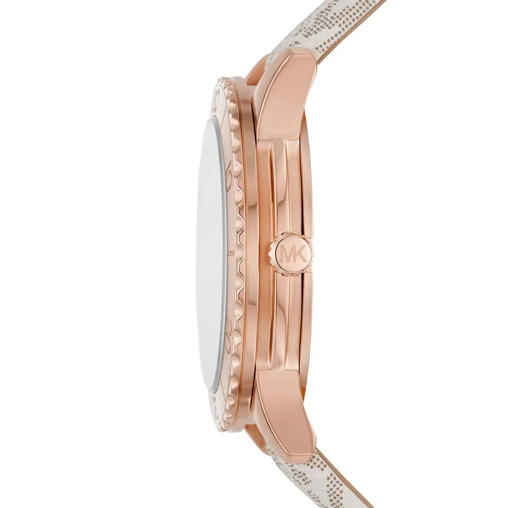 Michael Kors Runway Quartz Rose Gold Dial White Leather Strap Watch For Women - MK6980 Buy Now By Michael Kors