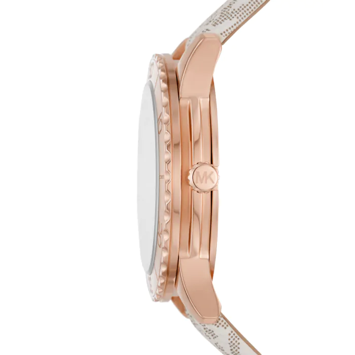 Michael Kors Runway Quartz Rose Gold Dial White Leather Strap Watch For Women - MK6980 Buy Now By Michael Kors
