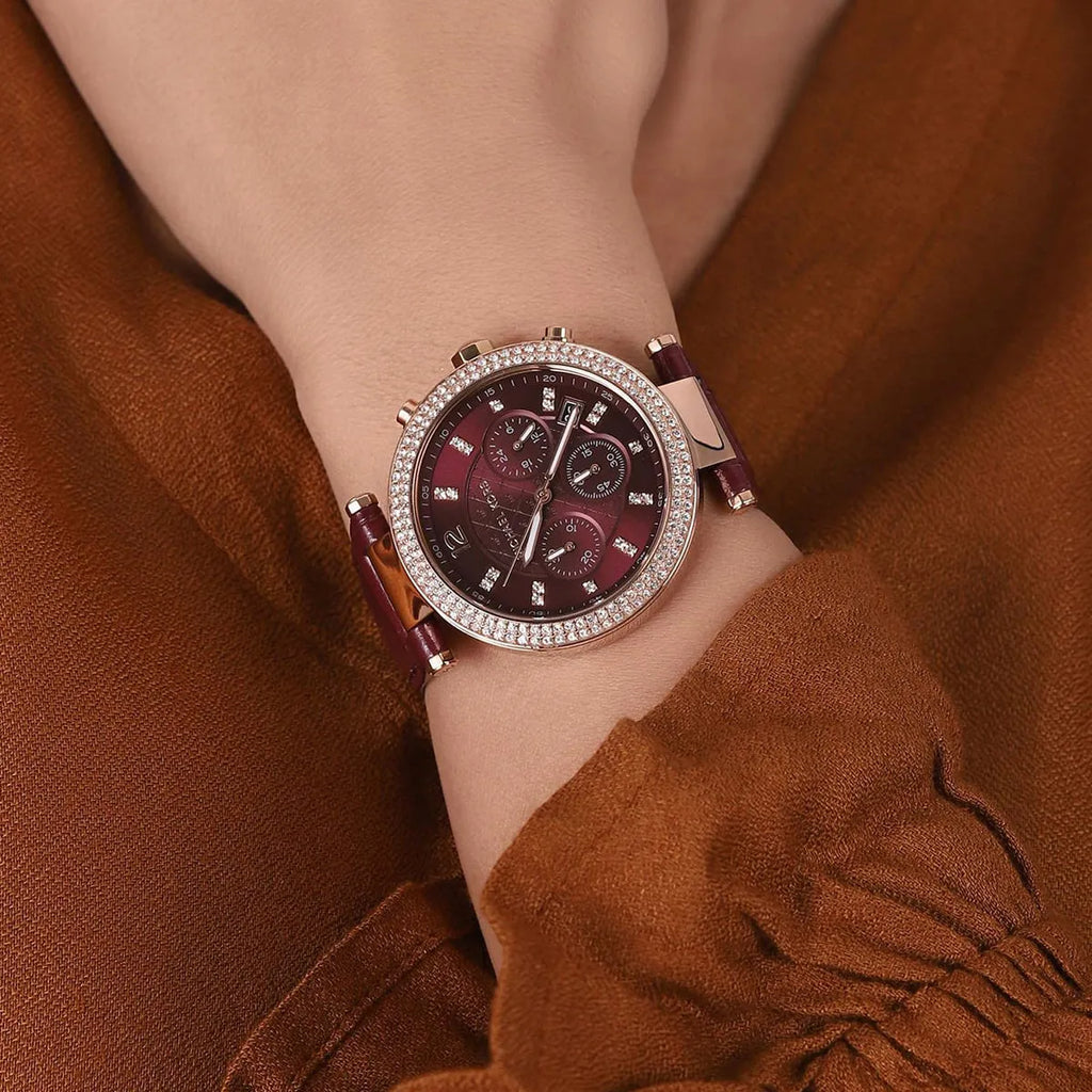 Michael Kors Parker Chronograph Red Dial Red Leather Strap Watch For Women - MK6986 Buy Now By Michael Kors