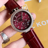Michael Kors Parker Chronograph Red Dial Red Leather Strap Watch For Women - MK6986 Buy Now By Michael Kors