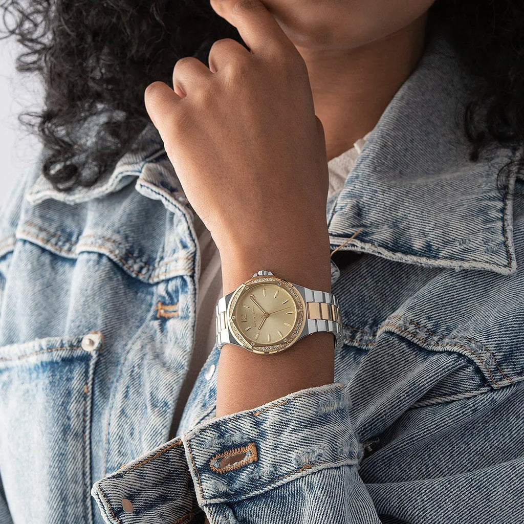 Michael Kors Lennox Three-Hand Gold Dial Two Tone Steel Strap Watch For Women - MK6988 Buy Now By Michael Kors