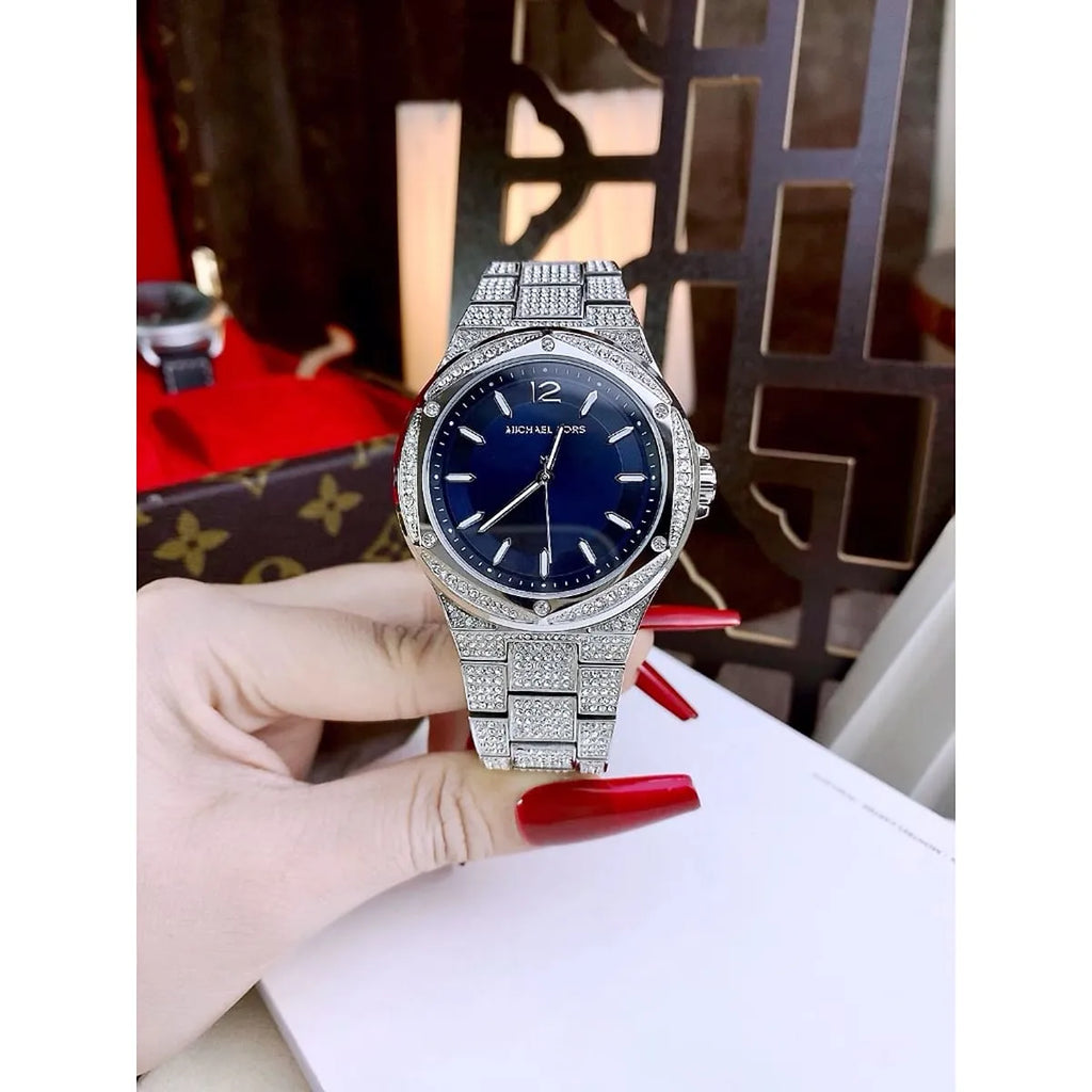 Michael Kors Lennox Three Hand Blue Dial Silver Steel Strap Watch For Women - MK6990 Buy Now By Michael Kors