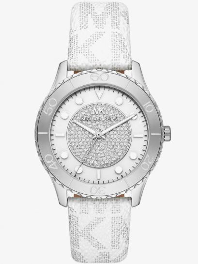Michael Kors Runway Three Hand White Dial White Leather Strap Watch For Women - MK6998 Buy Now By Michael Kors