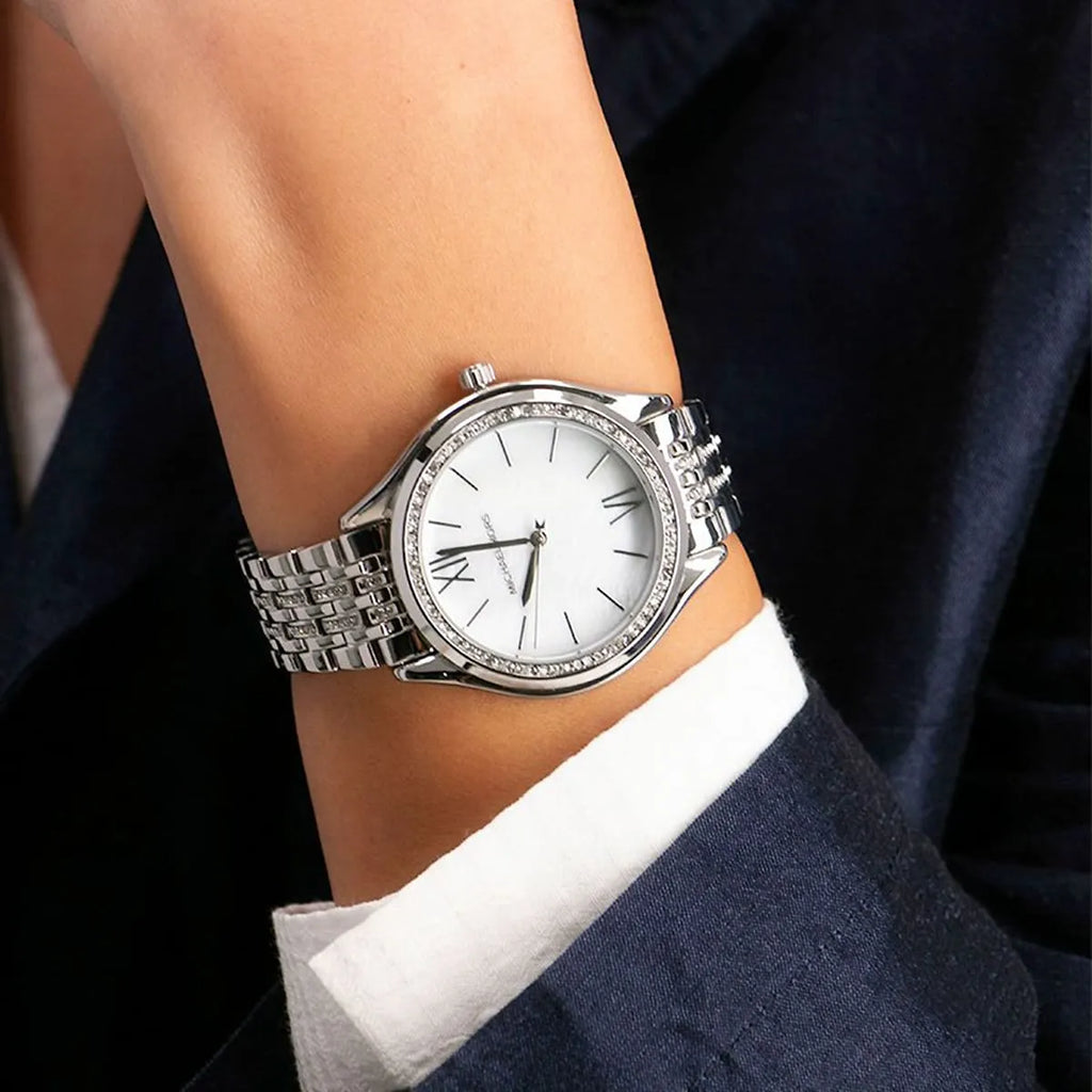 Michael Kors Mindy White Dial Silver Steel Strap Watch For Women - MK7075 Buy Now By Michael Kors