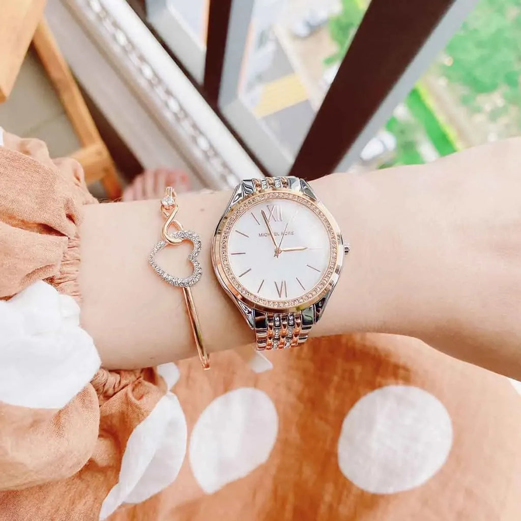 Michael Kors Mindy Three Hand White Dial Two Tone Steel Strap Watch For Women - MK7077 Buy Now By Michael Kors