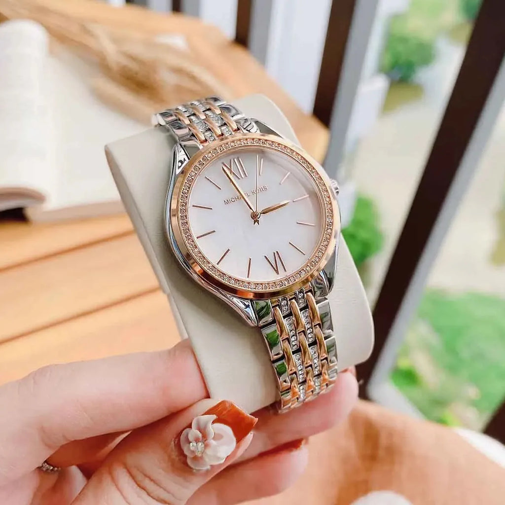 Michael Kors Mindy Three Hand White Dial Two Tone Steel Strap Watch For Women - MK7077 Buy Now By Michael Kors