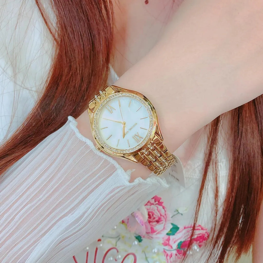 Michael Kors Mindy Three Hand White Dial Rose Gold Steel Strap Watch for Women - MK7078 Buy Now By Michael Kors