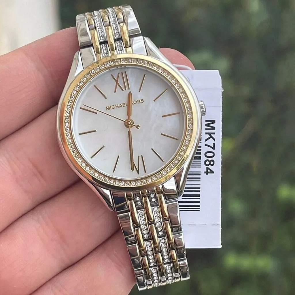 Michael Kors Mindy Three Hand White Dial Two Tone Steel Strap Watch For Women - MK7084 Buy Now By Michael Kors