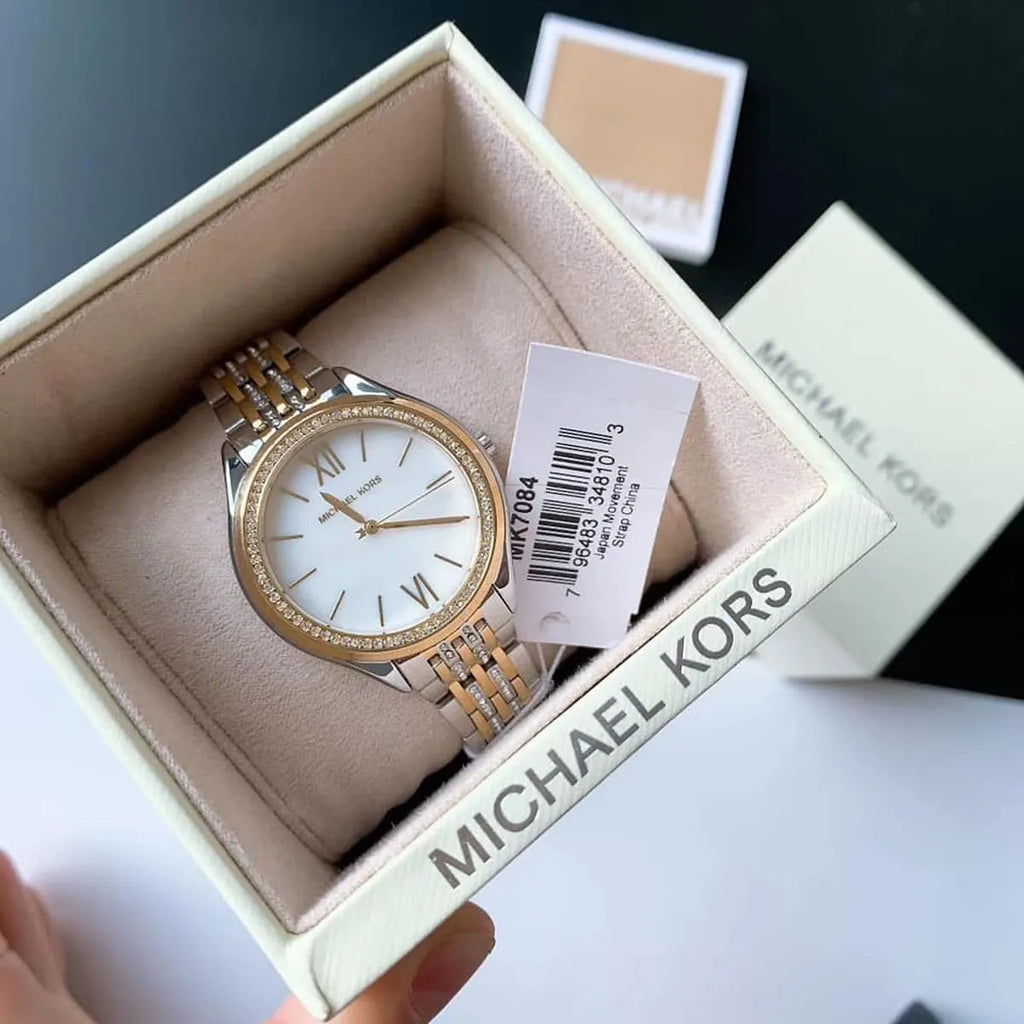 Michael Kors Mindy Three Hand White Dial Two Tone Steel Strap Watch For Women - MK7084 Buy Now By Michael Kors