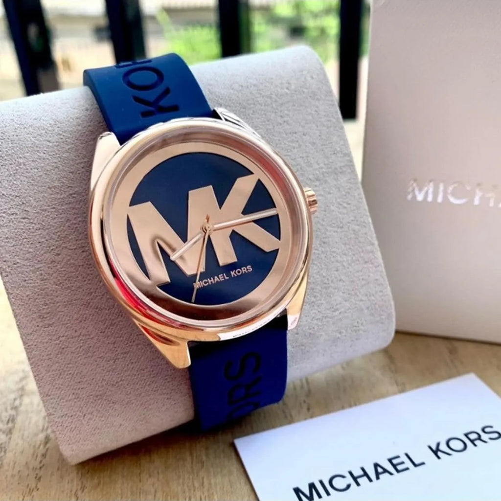 Michael Kors Janelle Three Hand Blue Dial Blue Rubber Strap Watch For Women - MK7140 Buy Now By Michael Kors