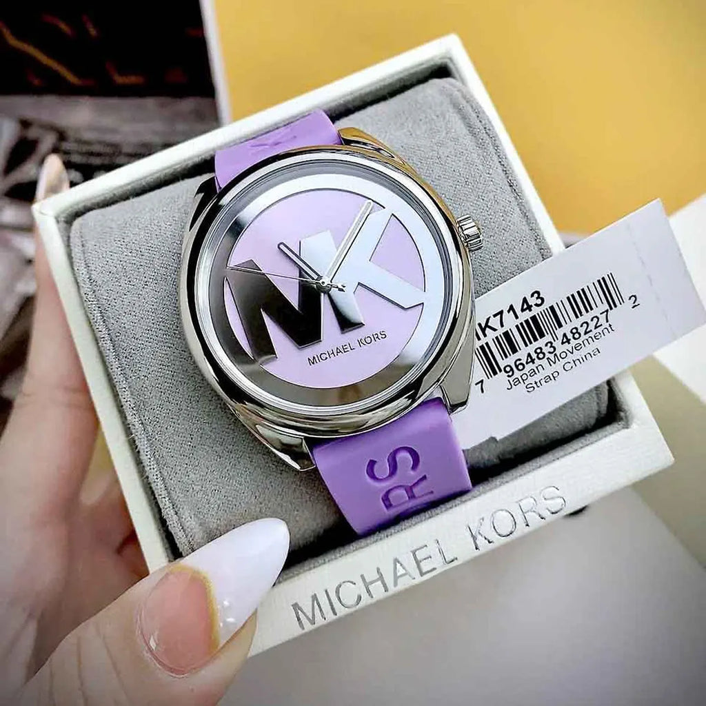 Michael Kors Janelle Three Hand Purple Dial Purple Rubber Strap Watch For Women - MK7143 Buy Now By Michael Kors