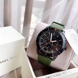 Michael Kors Cunningham Chronograph Black Dial Green Rubber Strap Watch For Men - MK7165 Buy Now By Michael Kors