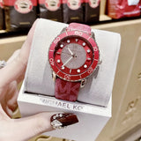 Michael Kors Runway Three-Hand Quartz Red Dial Red Leather Strap Watch For Women - MK7179 Buy Now By Michael Kors