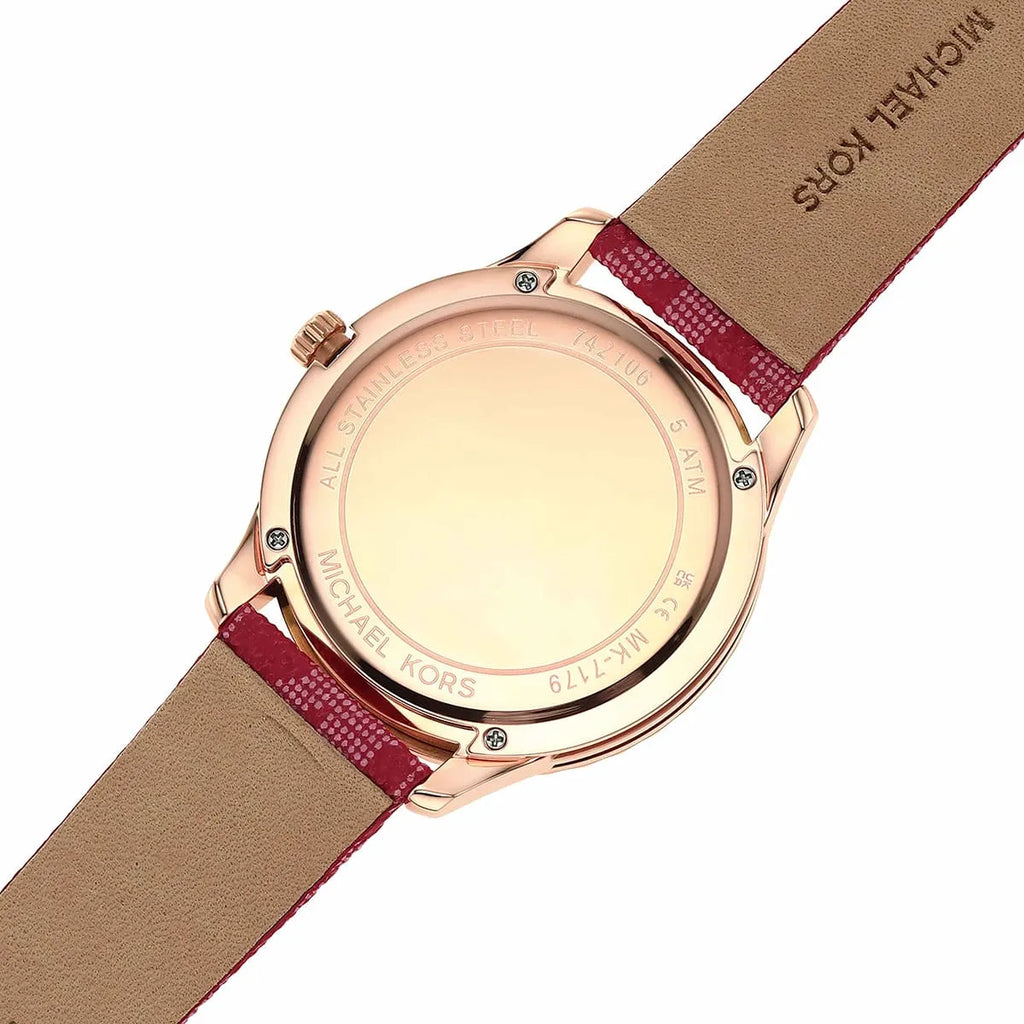 Michael Kors Runway Three-Hand Quartz Red Dial Red Leather Strap Watch For Women - MK7179 Buy Now By Michael Kors
