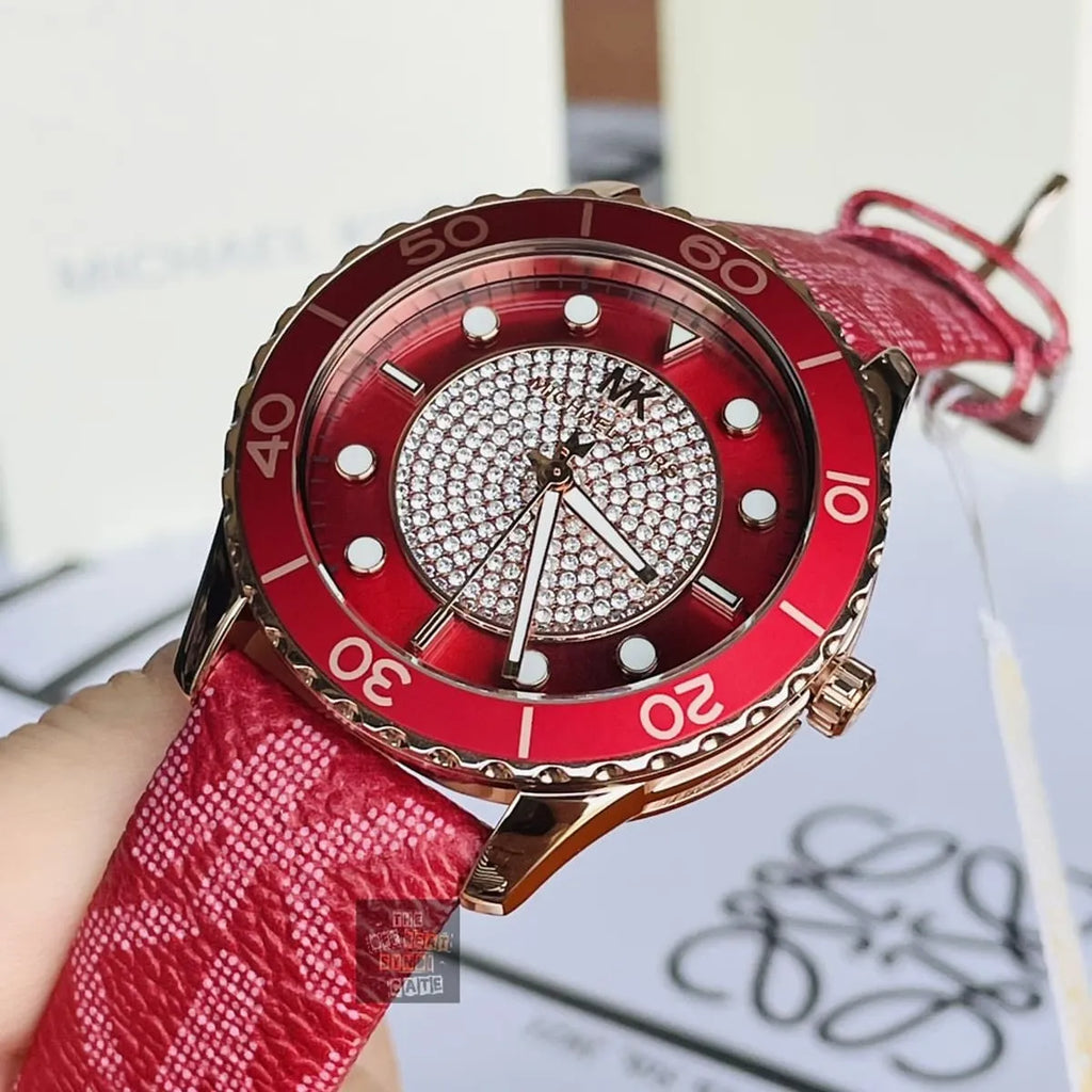 Michael Kors Runway Three-Hand Quartz Red Dial Red Leather Strap Watch For Women - MK7179 Buy Now By Michael Kors