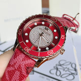 Michael Kors Runway Three-Hand Quartz Red Dial Red Leather Strap Watch For Women - MK7179 Buy Now By Michael Kors