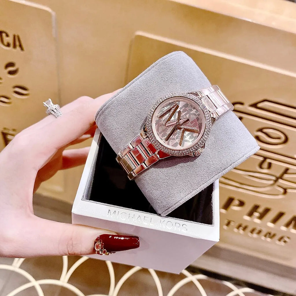 Michael Kors Camille Three Hand Rose Gold Dial Rose Gold Steel Strap Watch For Women - MK7197 Buy Now By Michael Kors