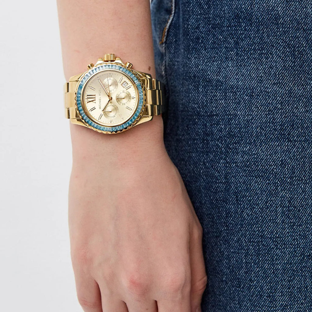 Michael Kors Everest Chronograph Gold Dial Gold Steel Strap Watch For Women - MK7210 Buy Now By Michael Kors