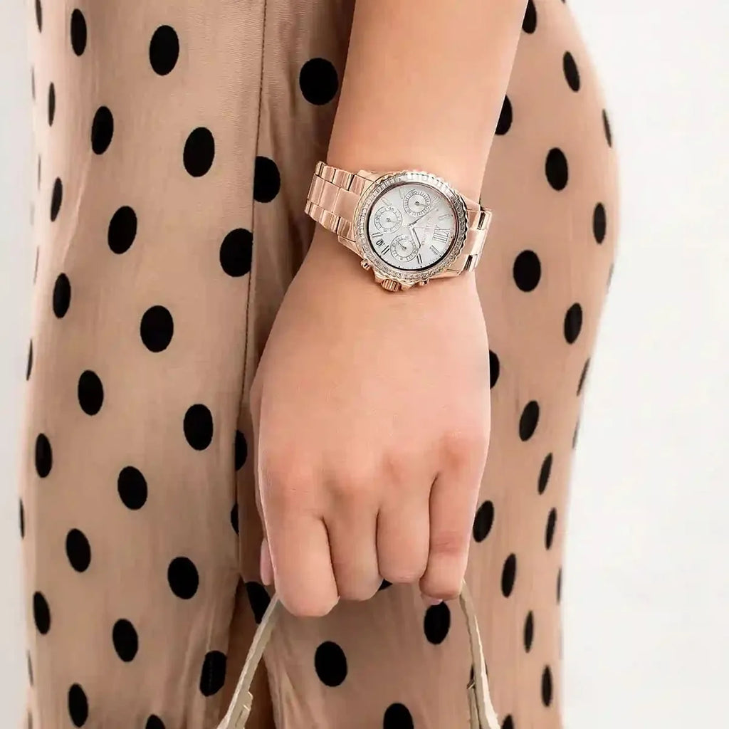 Michael Kors Everest Chronograph Silver Dial Rose Gold Steel Strap Watch For Women - MK7213 Buy Now By Michael Kors