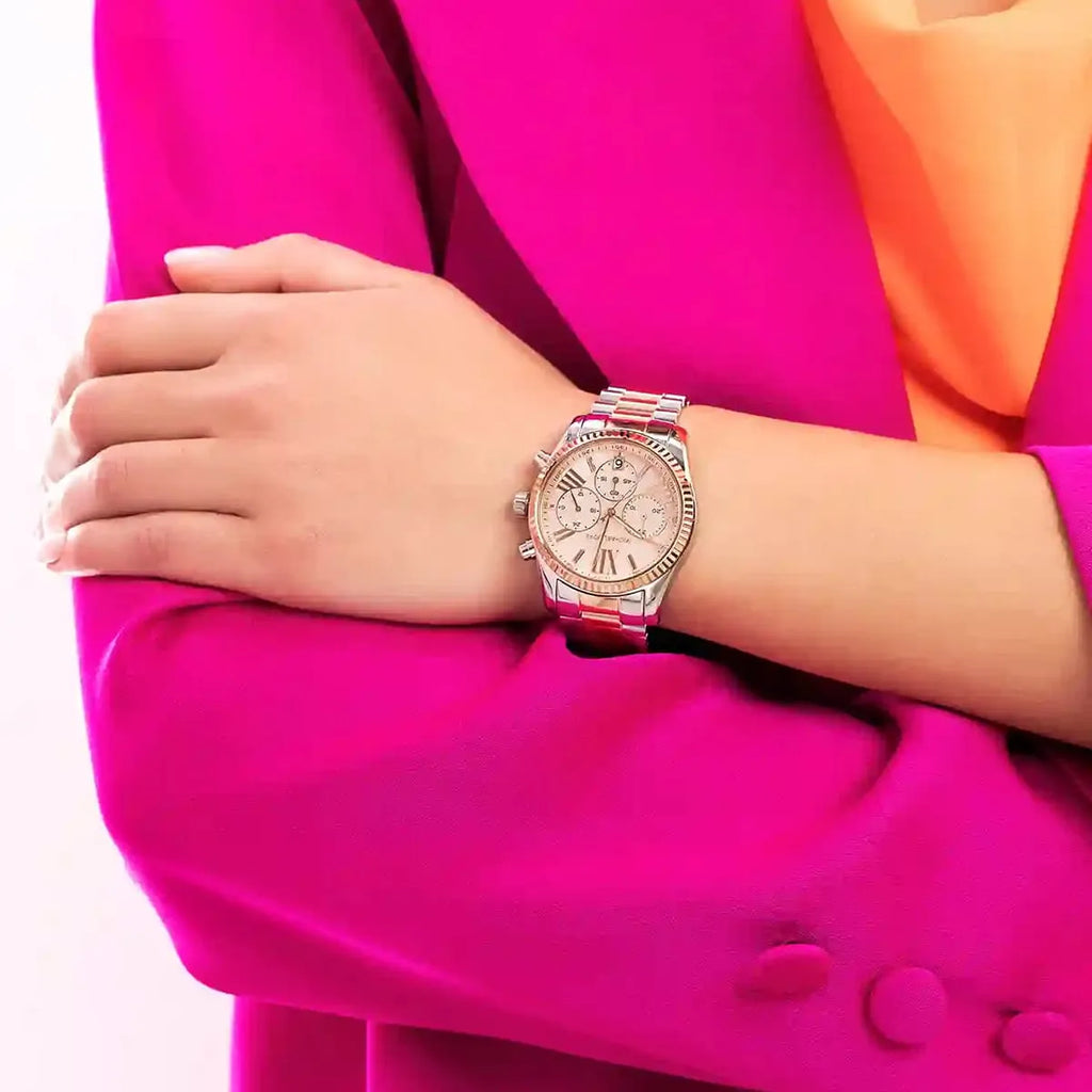Michael Kors Lexington Chronograph Rose Gold Dial Two Tone Steel Strap Watch For Women - MK7219 Buy Now By Michael Kors
