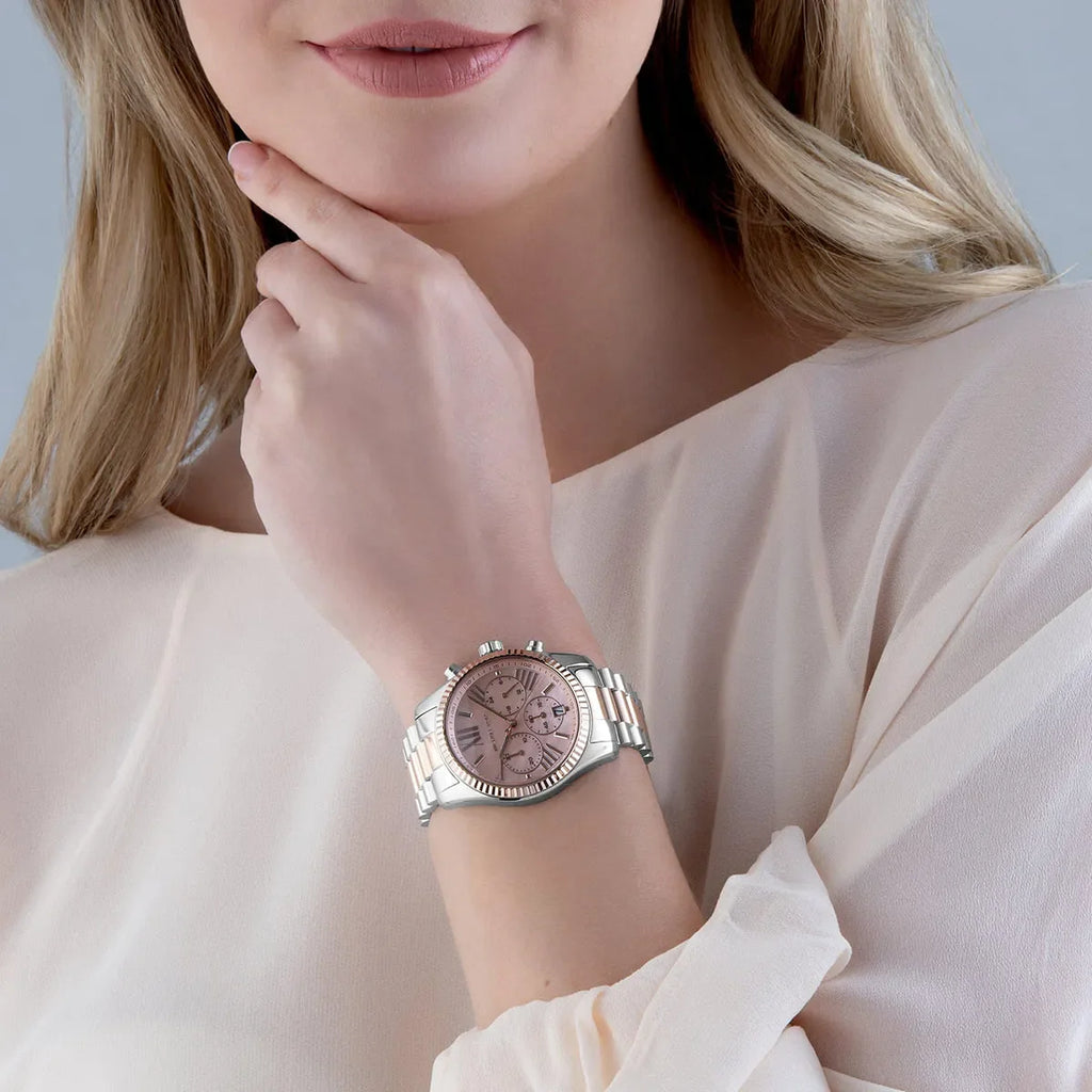 Michael Kors Lexington Chronograph Rose Gold Dial Two Tone Steel Strap Watch For Women - MK7219 Buy Now By Michael Kors