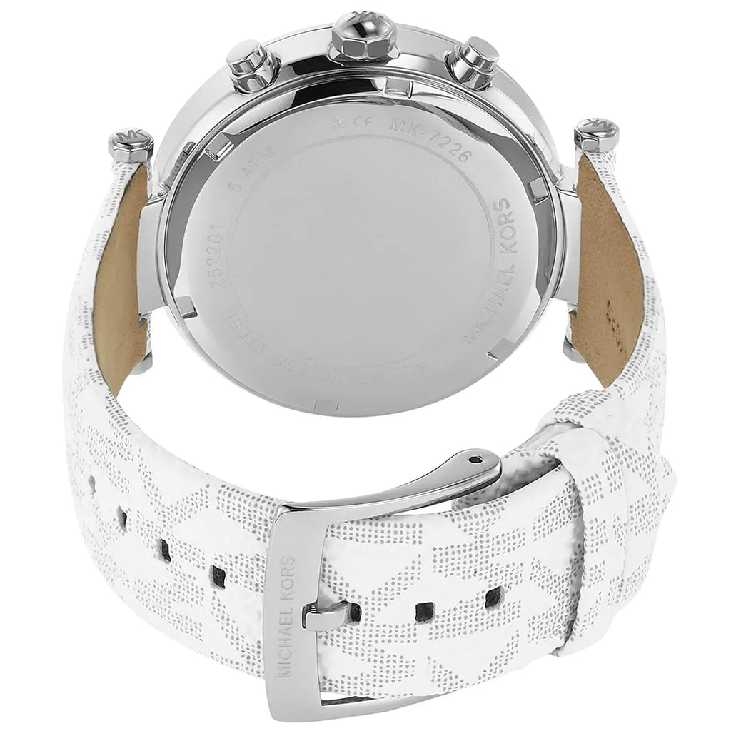 Michael Kors Parker Chronograph White Dial White Leather Strap Watch For Women - MK7226 Buy Now By Michael Kors