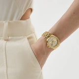 Michael Kors Lennox Three Hand Gold Dial Gold Steel Strap Watch For Women - MK7229 Buy Now By Michael Kors