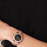 Michael Kors Lennox Three-Hand Black Dial Rose Gold Steel Strap Watch For Women - MK7233 Buy Now By Michael Kors