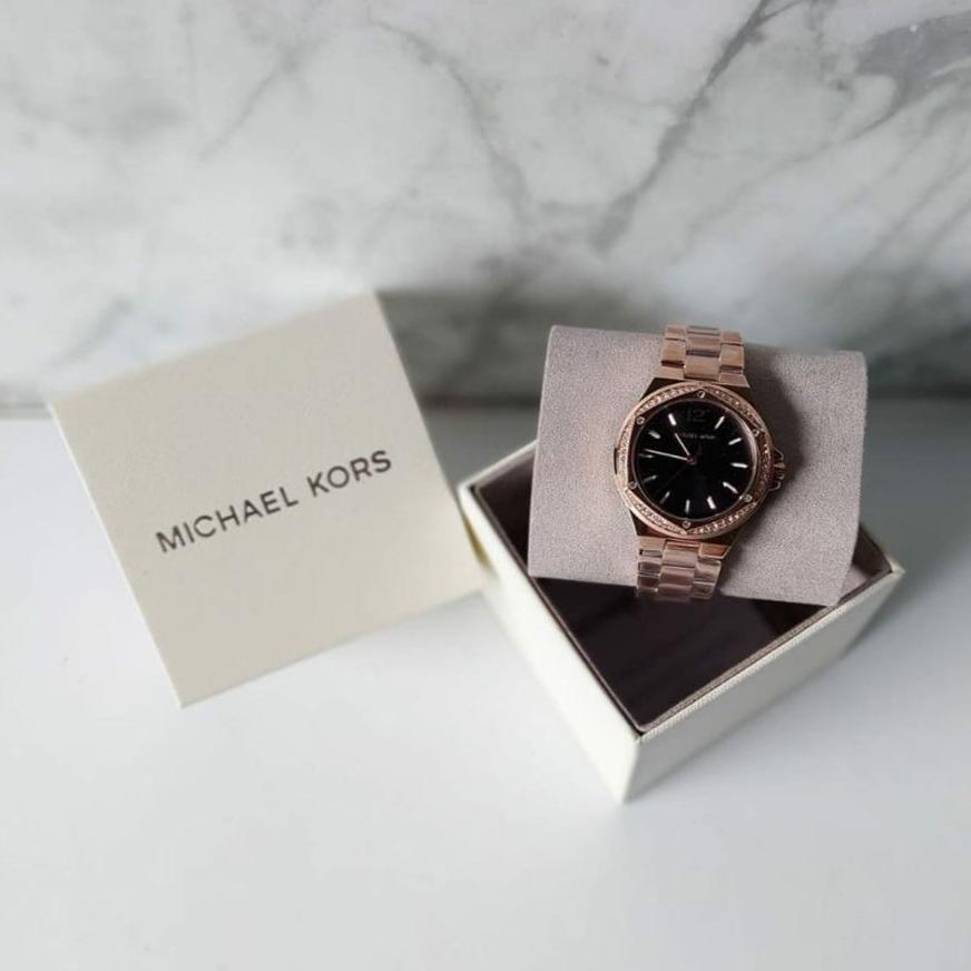 Michael Kors Lennox Three-Hand Black Dial Rose Gold Steel Strap Watch For Women - MK7233 Buy Now By Michael Kors