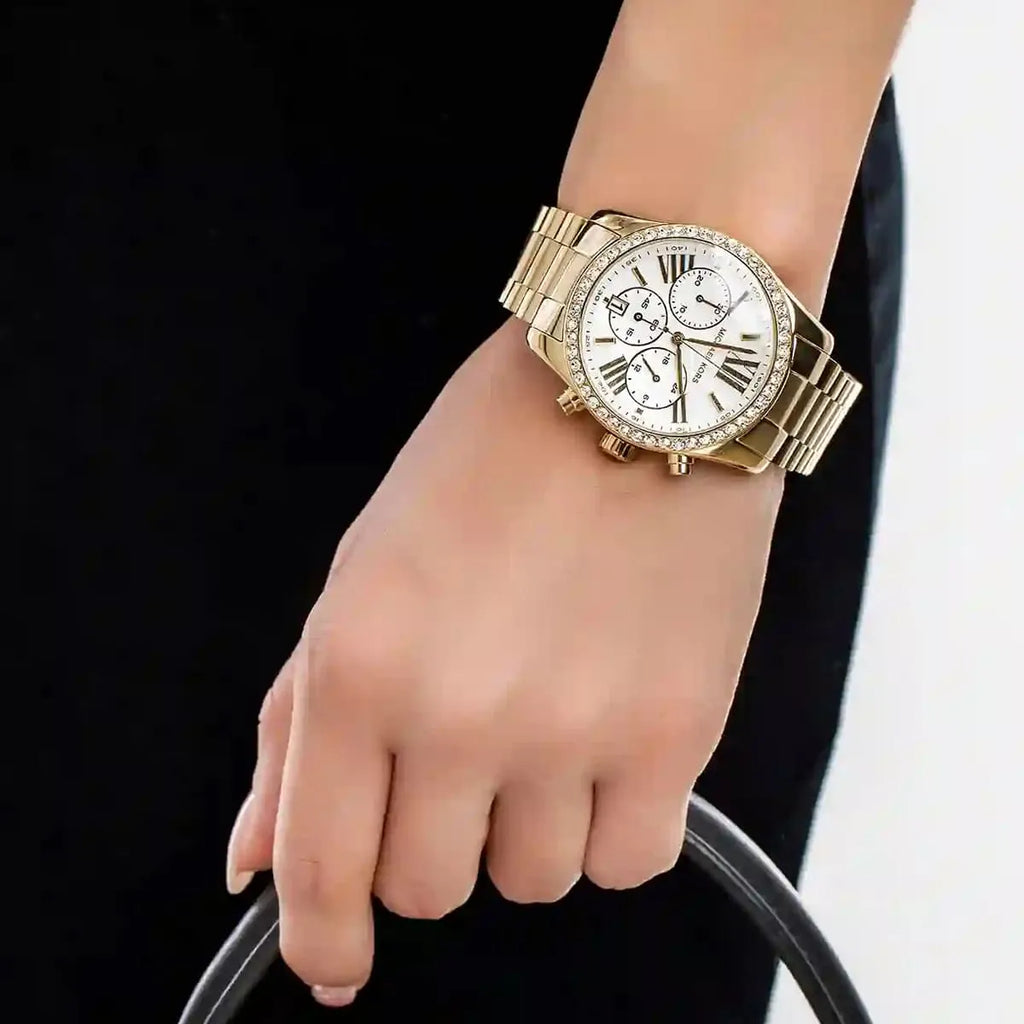 Michael Kors Lexington Mother of Pearl White Dial Gold Steel Strap Watch For Women - MK7241 Buy Now By Michael Kors