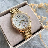 Michael Kors Lexington Mother of Pearl White Dial Gold Steel Strap Watch For Women - MK7241 Buy Now By Michael Kors