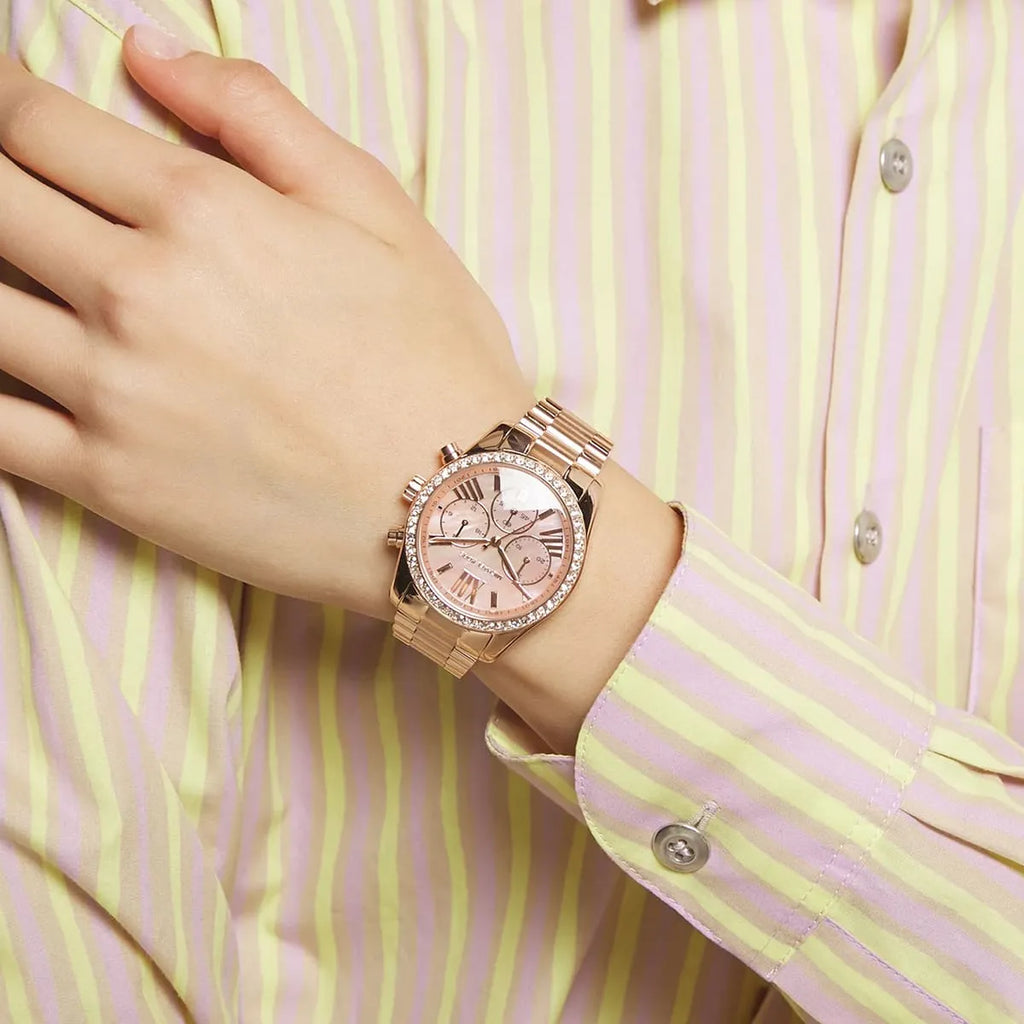 Michael Kors Lexington Chronograph Rose Gold Dial Rose Gold Steel Strap Watch for Women - MK7242 Buy Now By Michael Kors