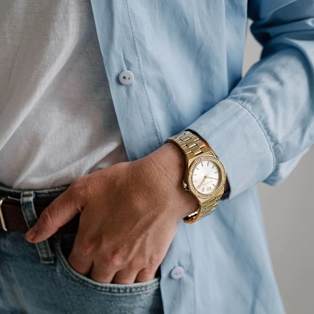 Michael Kors Lennox Three-Hand Silver Dial Gold Steel Strap Watch For Women - MK7278 Buy Now By Michael Kors