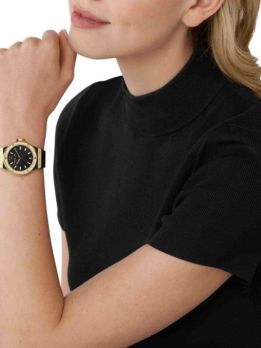Michael Kors Mini Lennox Quartz Black Dial Black Silicone Strap Watch For Women - MK7281 Buy Now By Michael Kors