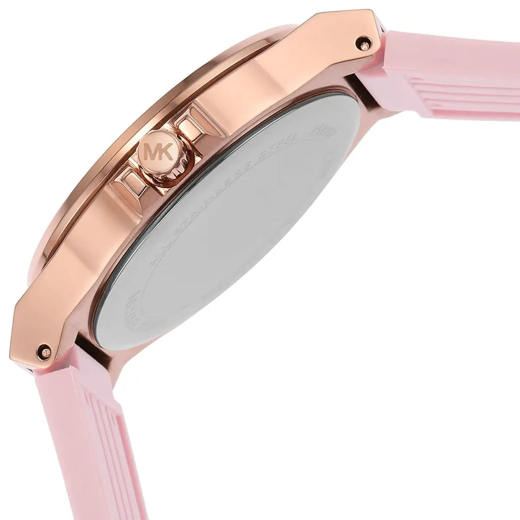 Michael Kors Mini Lennox Three-Hand Rose Gold Dial Pink Silicone Strap Watch For Women - MK7282 Buy Now By Michael Kors