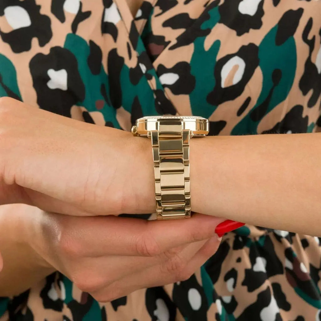 Michael Kors Parker Analog Crystals Gold Dial Gold Steel Strap Watch For Women - MK7283 Buy Now By Michael Kors