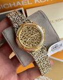 Michael Kors Lennox Three Hand Crystals Gold Dial Two Tone Steel Strap Watch For Women - MK7284 Buy Now By Michael Kors