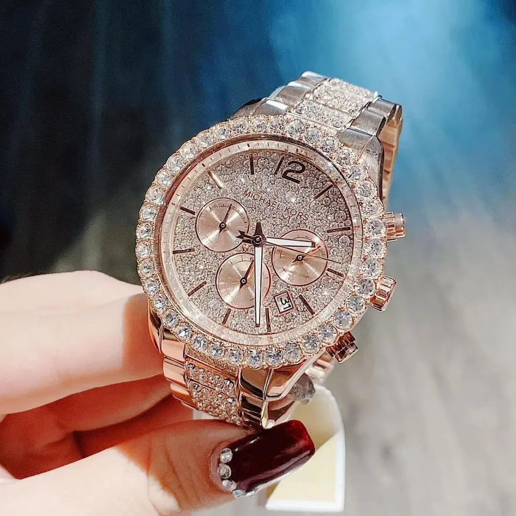 Michael Kors Layton Chronograph Rose Gold Dial Rose Gold Steel Strap Watch For Women - MK7285 Buy Now By Michael Kors