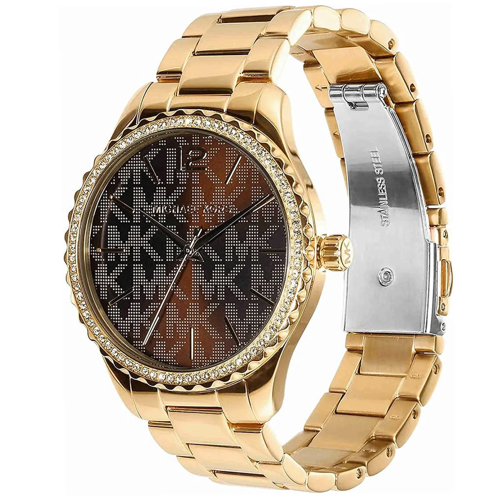 Michael Kors Layton Chronograph Brown Dial Gold Steel Strap Watch For Women - MK7296 Buy Now By Michael Kors