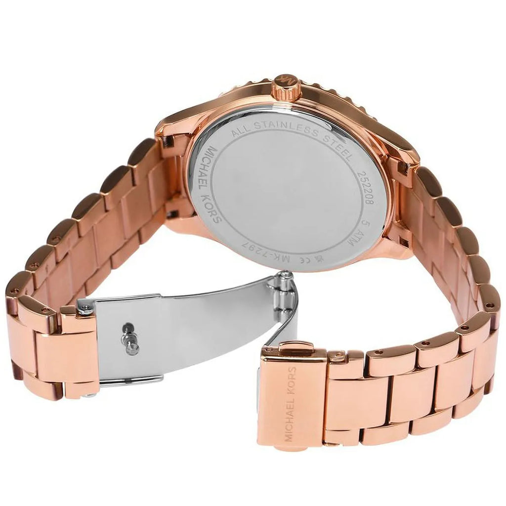 Michael Kors Layton Three Hand Silver Dial Rose Gold Steel Strap Watch For Women - MK7297 Buy Now By Michael Kors