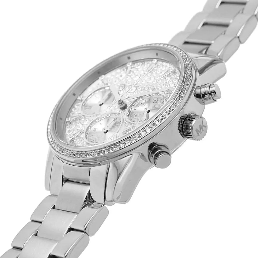 Michael Kors Ritz Chronograph Crystals Silver Dial Silver Steel Strap Watch For Women - MK7301 Buy Now By Michael Kors