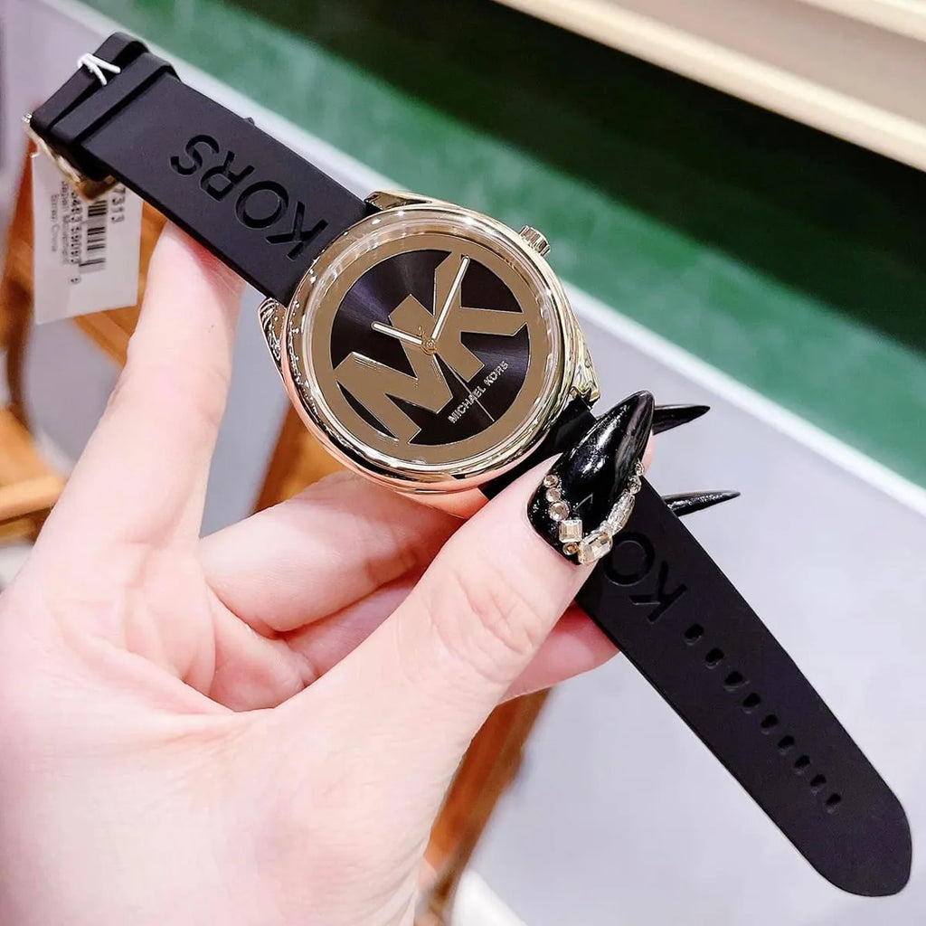 Michael Kors Janelle Quartz Black Dial Black Rubber Strap Watch For Women - MK7313 Buy Now By Michael Kors