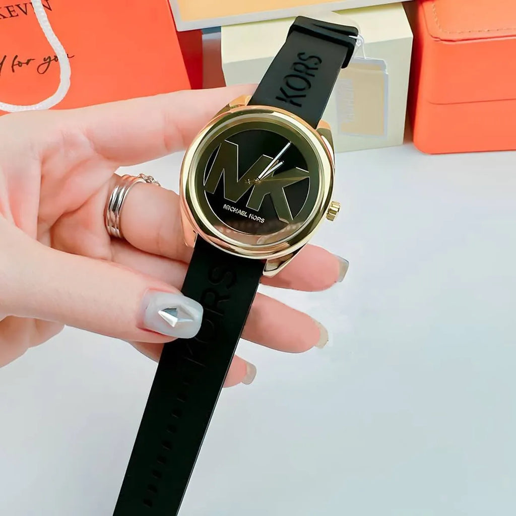 Michael Kors Janelle Quartz Black Dial Black Rubber Strap Watch For Women - MK7313 Buy Now By Michael Kors