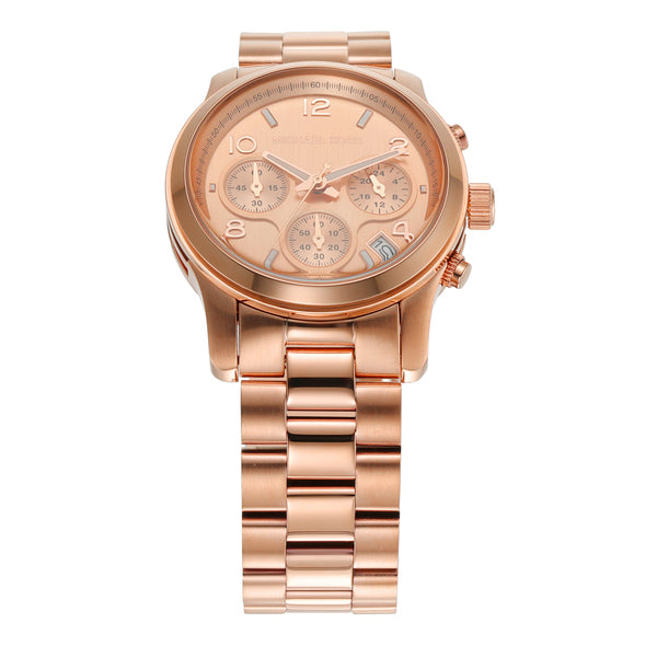 Michael Kors Runway Chronograph Rose Gold Dial Rose Gold Steel Strap Watch For Women - MK7324 Buy Now By Michael Kors