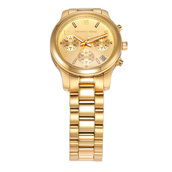 Michael Kors Runway Chronograph Gold Dial Gold Steel Strap Watch For Women - MK7326 Buy Now By Michael Kors