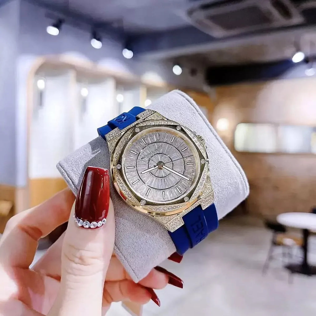 Michael Kors Lennox Three Hand White Dial Blue Silicone Strap Watch For Women - MK7333 Buy Now By Michael Kors