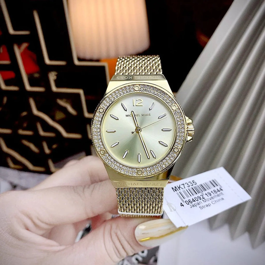 Michael Kors Lennox Three-Hand Gold Dial Gold Mesh Bracelet Watch For Women - MK7335 Buy Now By Michael Kors