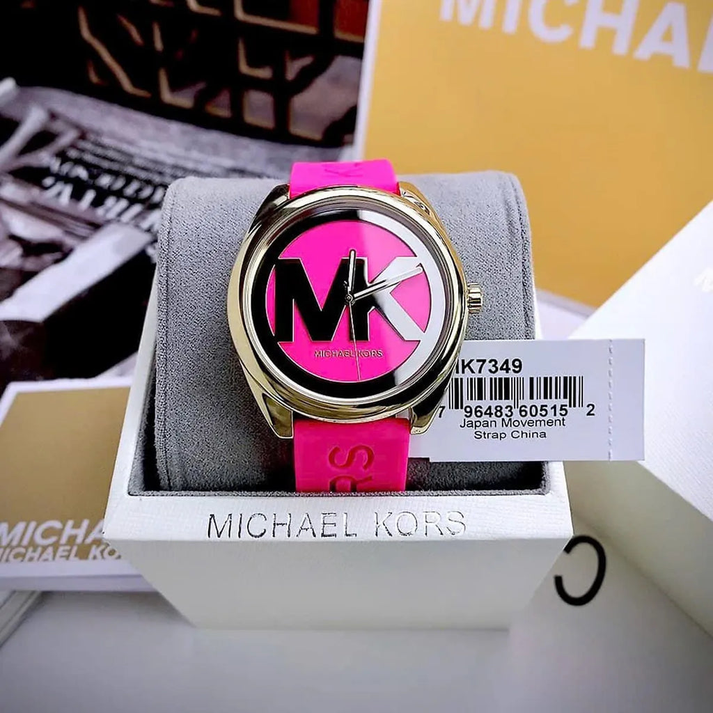 Michael Kors Janelle Quartz Pink Dial Pink Rubber Strap Watch For Women - MK7349 Buy Now By Michael Kors