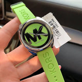 Michael Kors Janelle Three Hand Neon Green Dial Neon Green Rubber Strap Watch For Women - MK7351 Buy Now By Michael Kors